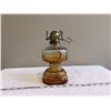 Image 4 : Vintage amber glass oil lamp, 8" tall, no chimney.  Very nice cond.