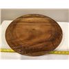 Image 2 : Vintage wooden cake stand, large hand carved covered plate.  15", beautiful