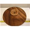 Image 3 : Vintage wooden cake stand, large hand carved covered plate.  15", beautiful