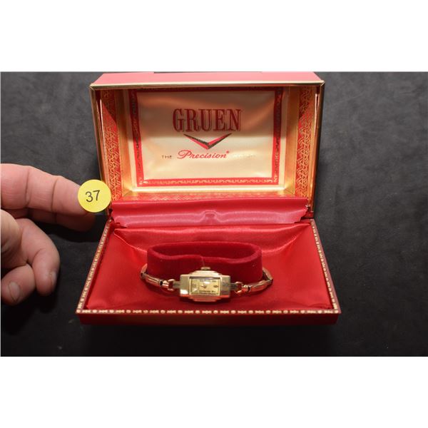 10KT Gold Plate Art Deco Gruen Watch