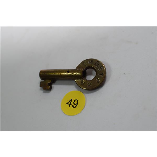 Antique Brass Chicago, Milwaukee. St. Paul Railway Key