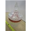 Image 3 : Ruby Rim Glass Dish With Lid 10.5 Inches to Tip