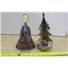 Image 1 : Wind Up Christmas Tree Music Box and 8" Tall Stained Glass Angel