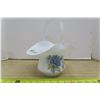 Image 1 : Glass Blue Flower Basket with Handle. Made in Italy