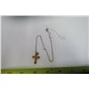 Image 1 : Sterling silver chain with amber and silver cross