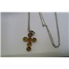 Image 2 : Sterling silver chain with amber and silver cross