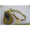 Image 1 : Lapis lazuli stone egg is beaded leather pouch