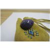Image 2 : Lapis lazuli stone egg is beaded leather pouch
