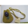 Image 3 : Lapis lazuli stone egg is beaded leather pouch