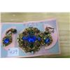 Image 3 : Pierced metal broach and earrings set with rhinestones, European design