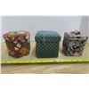 Image 1 : 487. Lot of 3 small fabric etuis (sewing boxes)