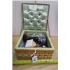 Image 1 : 488. Tartan ware sewing basket, marked Foreign, and contents