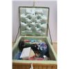 Image 3 : 488. Tartan ware sewing basket, marked Foreign, and contents