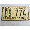 Image 1 : 1951 Saskatchewan License Plate