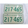 Image 1 : Pair of 1970 Saskatchewan License Plates