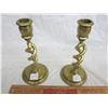 Image 2 : Pair of Antique English Brass Candlesticks