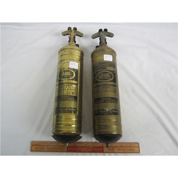 Lot of Vintage 2 Brass Fire Extinguishers
