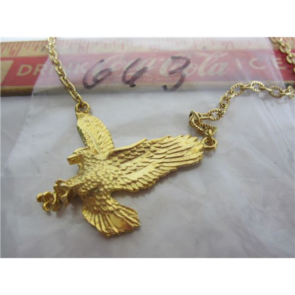 Gold Plated Necklace with Eagle Pendant