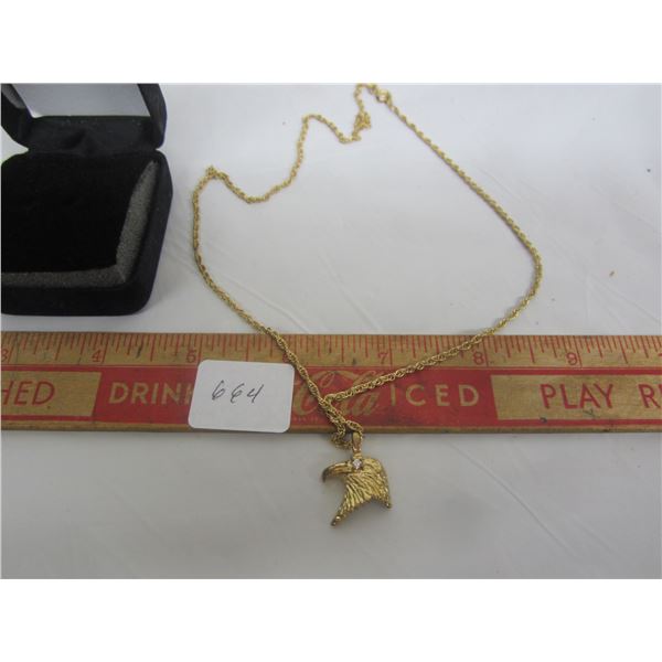 Gold Plated Necklace with  Eagle Head Pendant