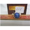 Image 1 : silver coloured ring w/ blue stone -stamped "seta" inside
