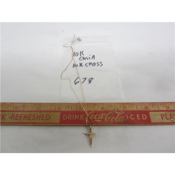10kt Cross and Chain