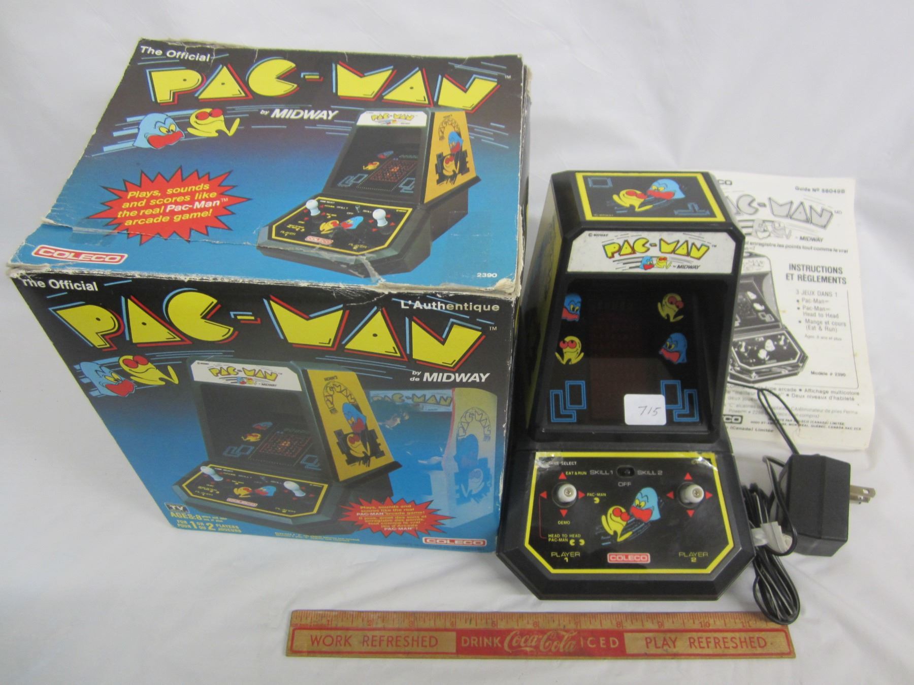 Working 1980's Pac Man Table Top Video Game with Box and Instructions