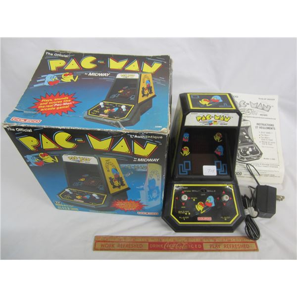 Working 1980's Pac Man Table Top Video Game with Box and Instructions