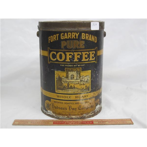 Rare Hudson Bay Fort Garry 5 LB. Coffee Can