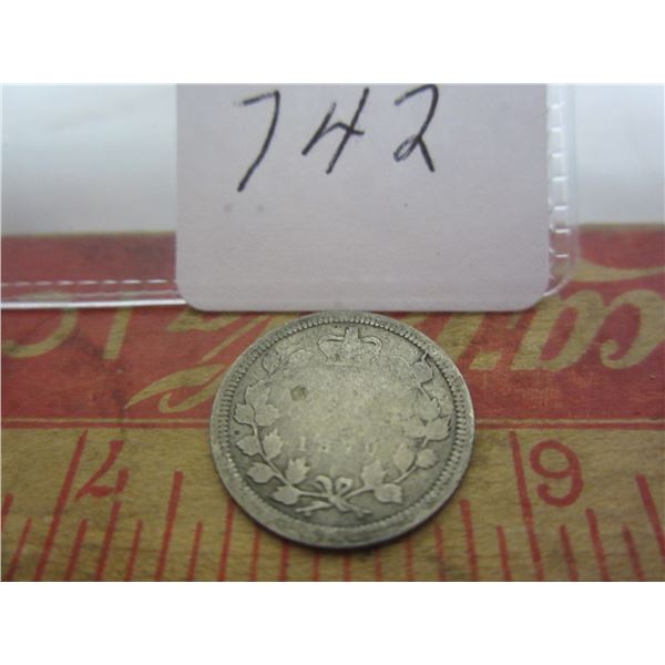 Canadian 1870 Flat Rim Silver Nickel