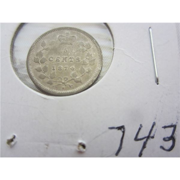 Canadian 1874 Silver Nickel