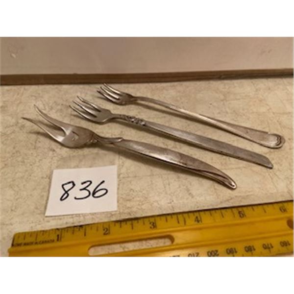 3 Asst. Silver Cocktail Forks