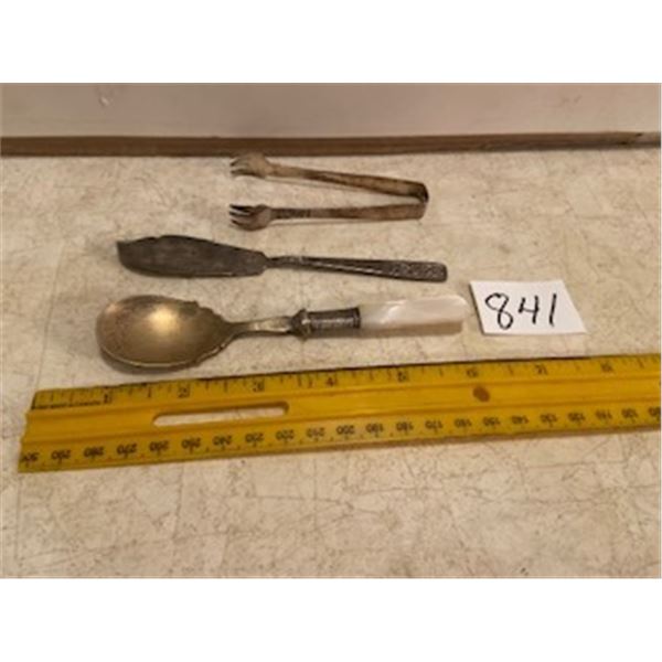Pearl Hole Sugar Spoon, Cheese Knife, Tongs