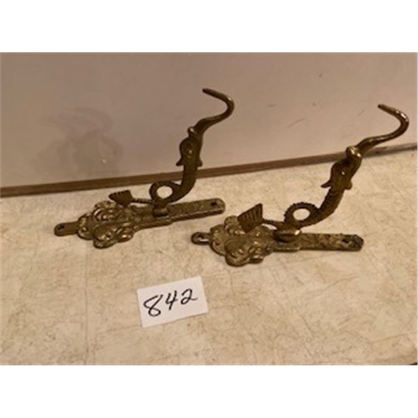 Pair of Brass Wall Hooks