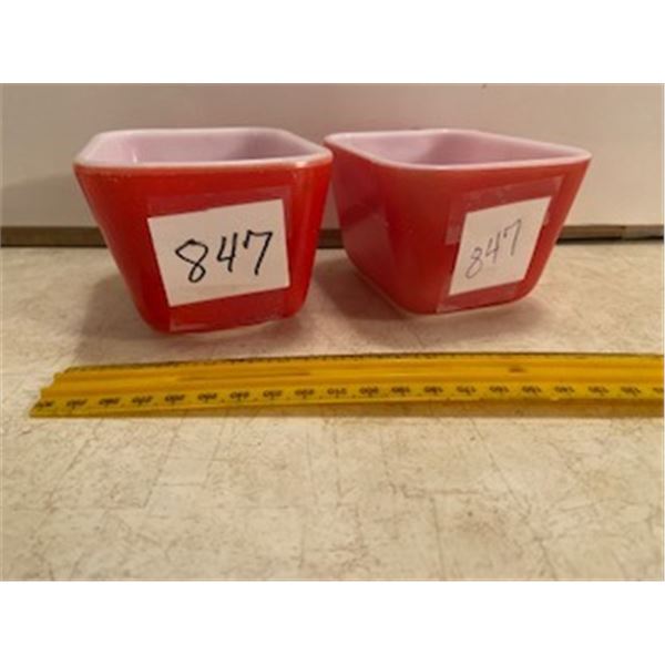 2 Red Freezer Dishes