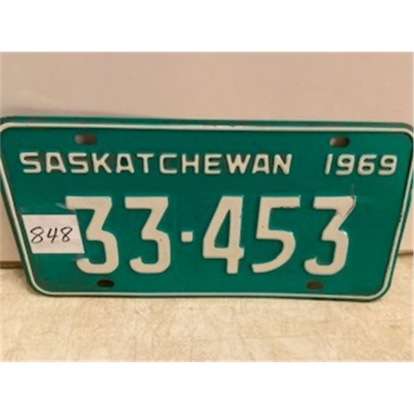 1969 Sask License Plate