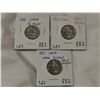 Image 1 : 3 different 1951 moon coins, 5 cents