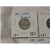 Image 2 : 3 different 1951 moon coins, 5 cents