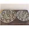 Image 1 : Large pinwheel glass platters/serving dishes.  Lot of 2.  Large one - 13", smaller one - 11".  No ch