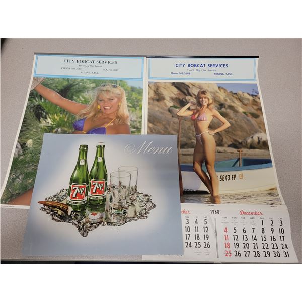2X 1960's calendars & 7UP print