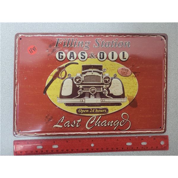 12" X 8" repro tin sign