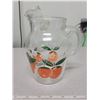 Image 2 : Vintage Federal clear glass flower & fruit pitcher with daffodils and oranges