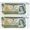 Image 1 : Lot of 2 1973 replacement $1.00 one dollar bills in sequence