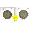 Image 1 : 2 Canadian 50 Cent Coin 1951 Narrow and Wide Date