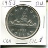 Image 1 : 1953 AU Canadian Silver Dollar