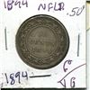 Image 1 : 1894 NFLD 50 Cent Piece Silver