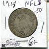 Image 1 : 1919 NFLD 50 Cent Piece G2 Silver