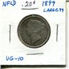 Image 2 : 1899 Large 99 NFLD 20 Cent Piece VG-10