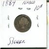 Image 2 : 1884 NFLD 10 Cent Piece Silver VG