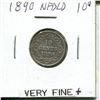 Image 1 : 1890 NFLD 10 Cent Piece Very Fine Silver