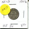 Image 1 : 1947C NFLD 10 Cent Piece VF+ Silver